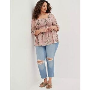 Torrid Babydoll Chiffon Smocked Top Size 2X ( NWOT)